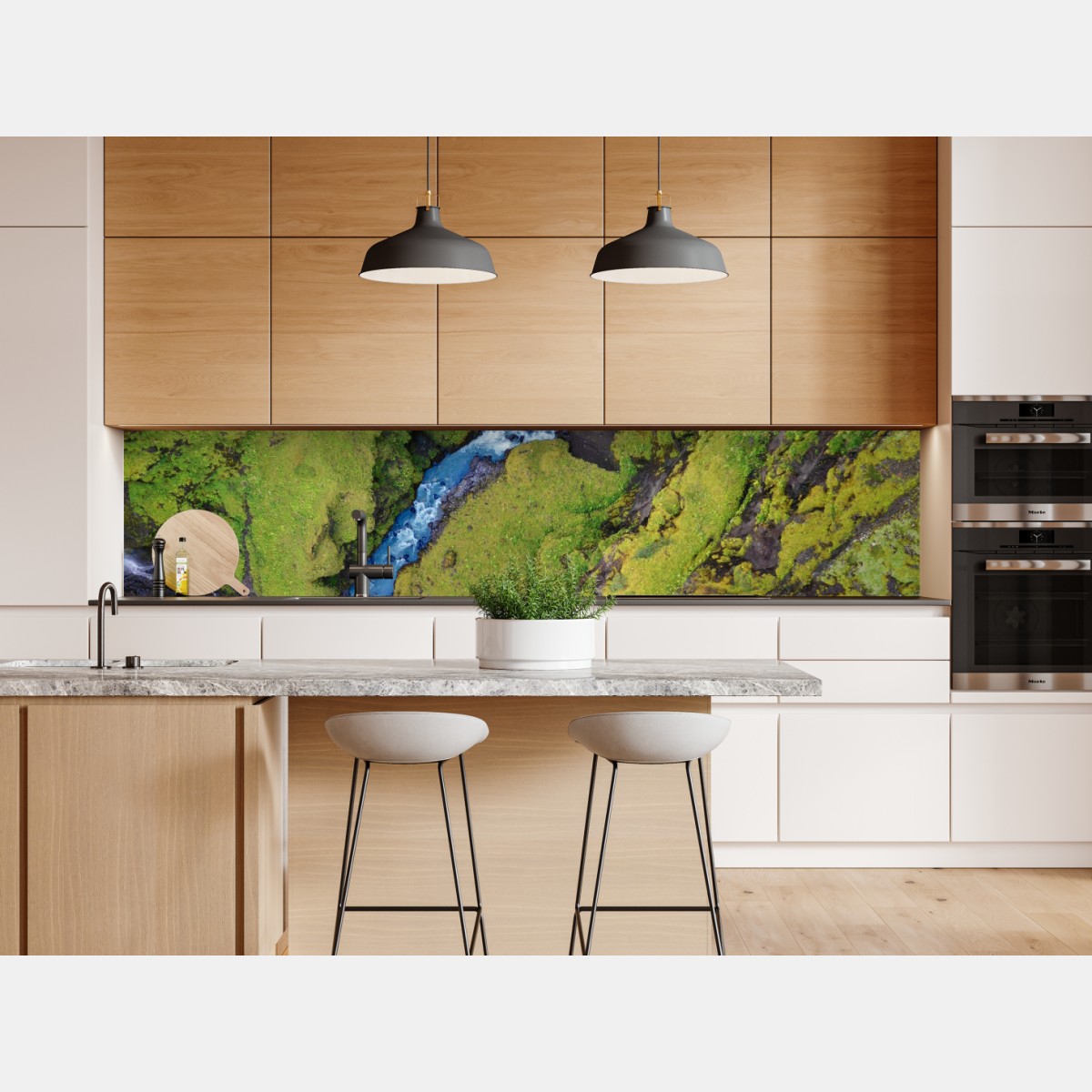 Repositionierbarer Aufkleber luftaufnahme: fluss in moosbedeckter schlucht – Wallnifity® Repositionierbarer Aufkleber luftaufnahme: fluss in moosbedeckter schlucht – Wallnifity®