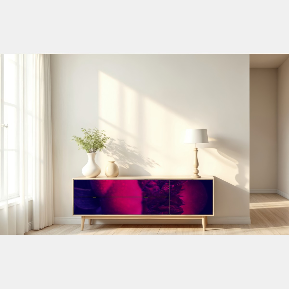 Repositionierbarer Aufkleber stimmungsvolle rosa pfingstrose nahaufnahme – Wallnifity® Repositionierbarer Aufkleber stimmungsvolle rosa pfingstrose nahaufnahme – Wallnifity®