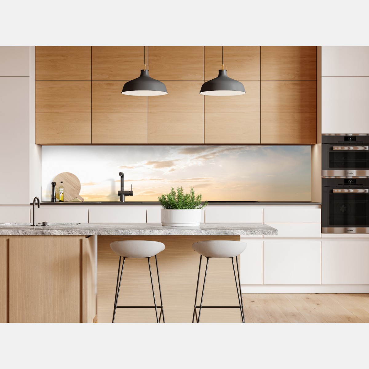 Repositionierbarer Aufkleber sonnenaufgang über nebligen hügeln – Wallnifity® Repositionierbarer Aufkleber sonnenaufgang über nebligen hügeln – Wallnifity®