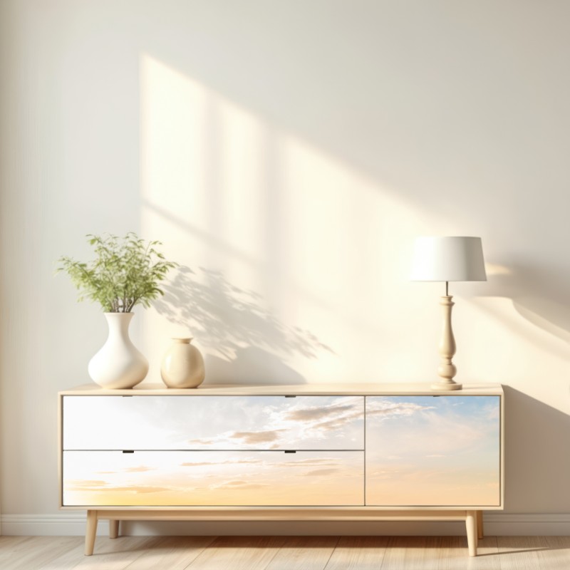 Repositionierbarer Aufkleber sonnenaufgang über nebligen hügeln – Wallnifity® Repositionierbarer Aufkleber sonnenaufgang über nebligen hügeln – Wallnifity®