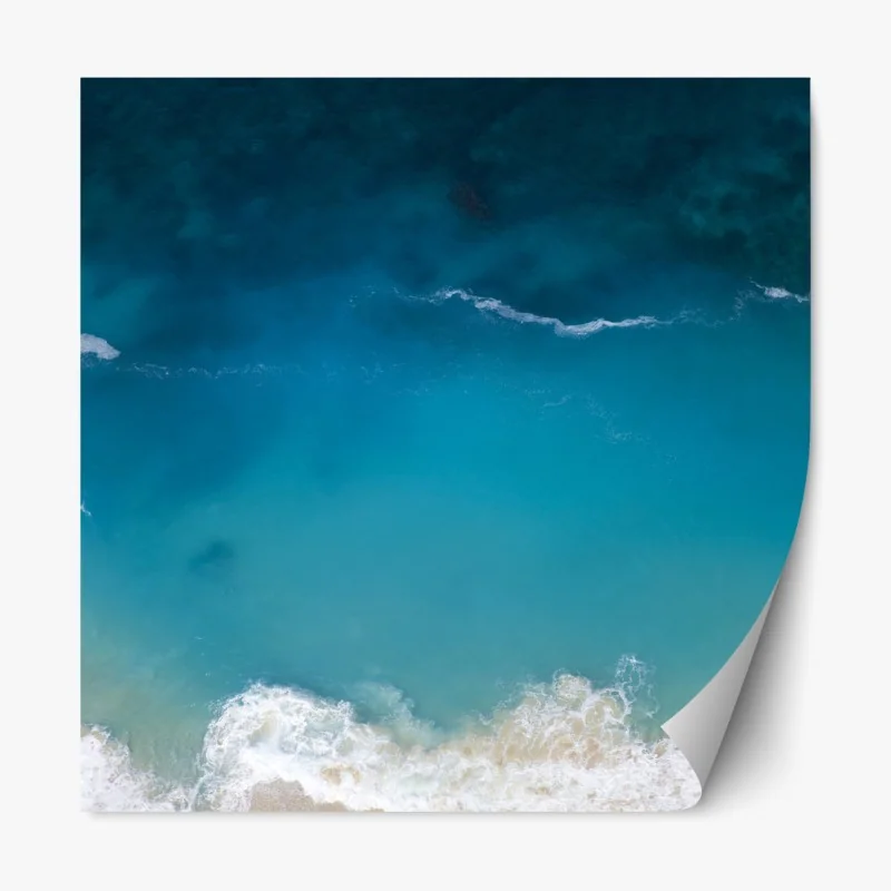 Repositionierbarer Aufkleber luftaufnahme der türkisfarbenen küste von Nusa Penida