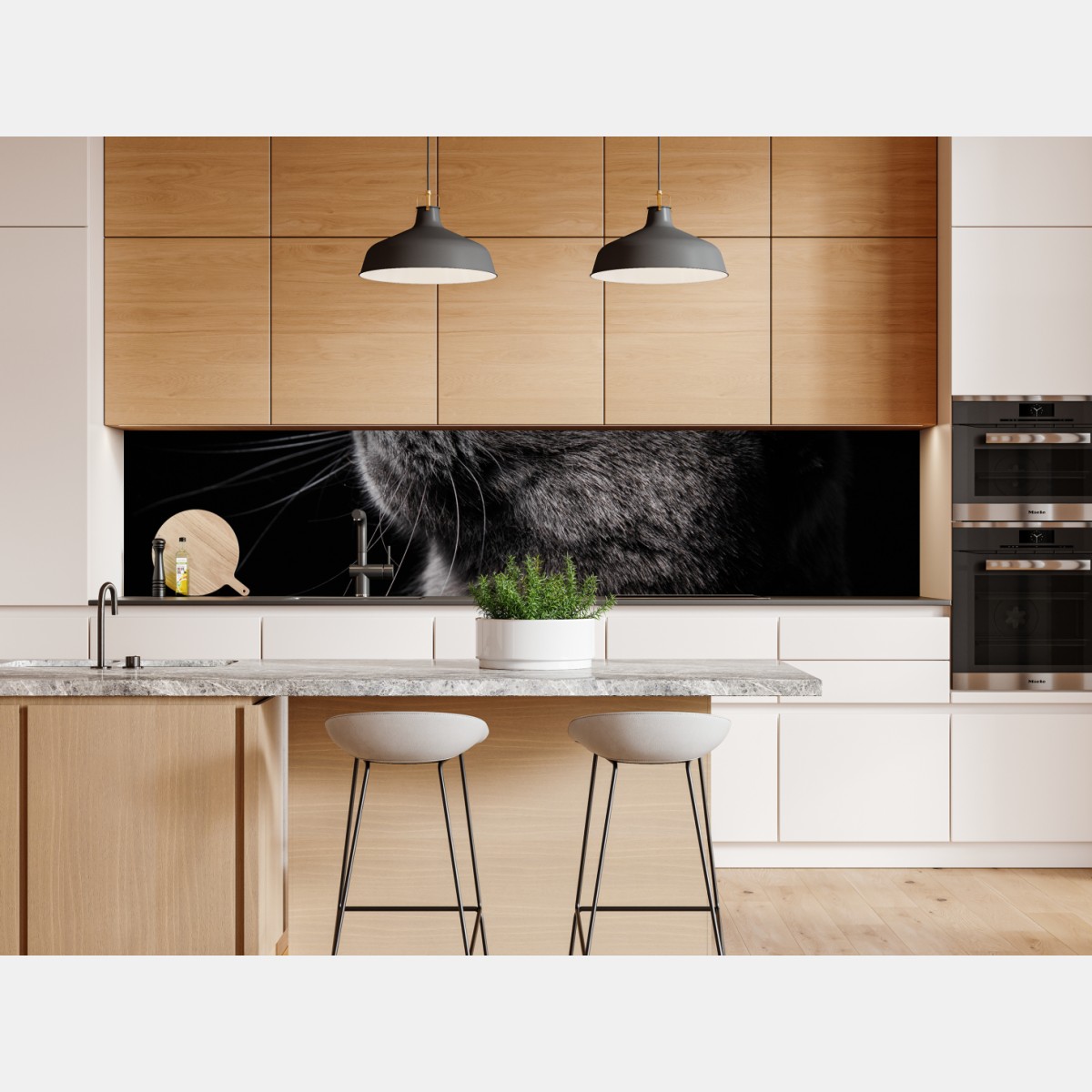 Repositionierbarer Aufkleber elegantes porträt einer grauen katze – Wallnifity® Repositionierbarer Aufkleber elegantes porträt einer grauen katze – Wallnifity®
