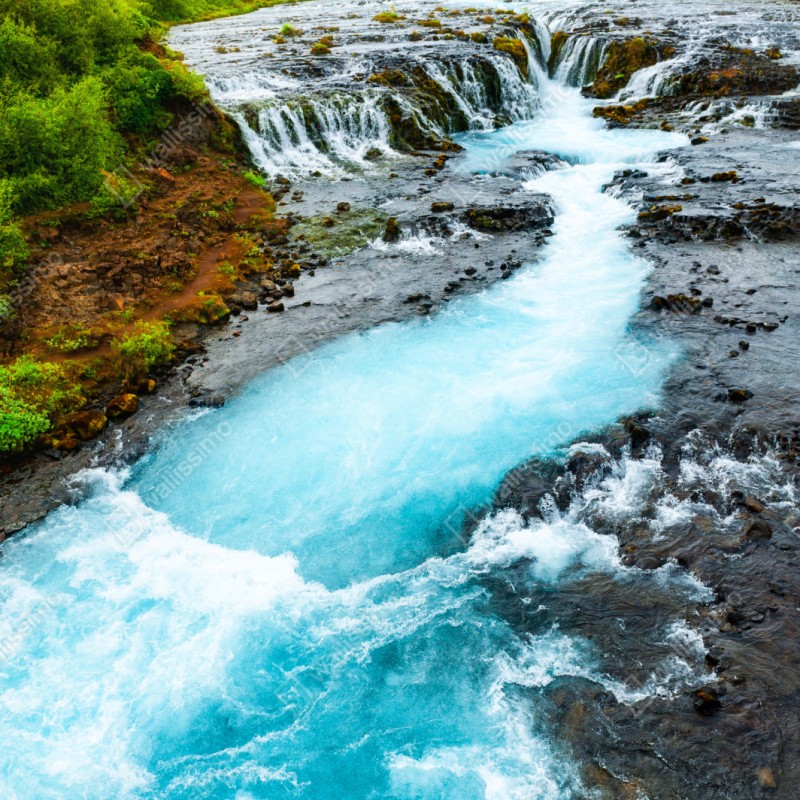 Repositionierbarer Aufkleber wasserfall Bruarfoss, Island – Wallnifity® Repositionierbarer Aufkleber wasserfall Bruarfoss, Island – Wallnifity®