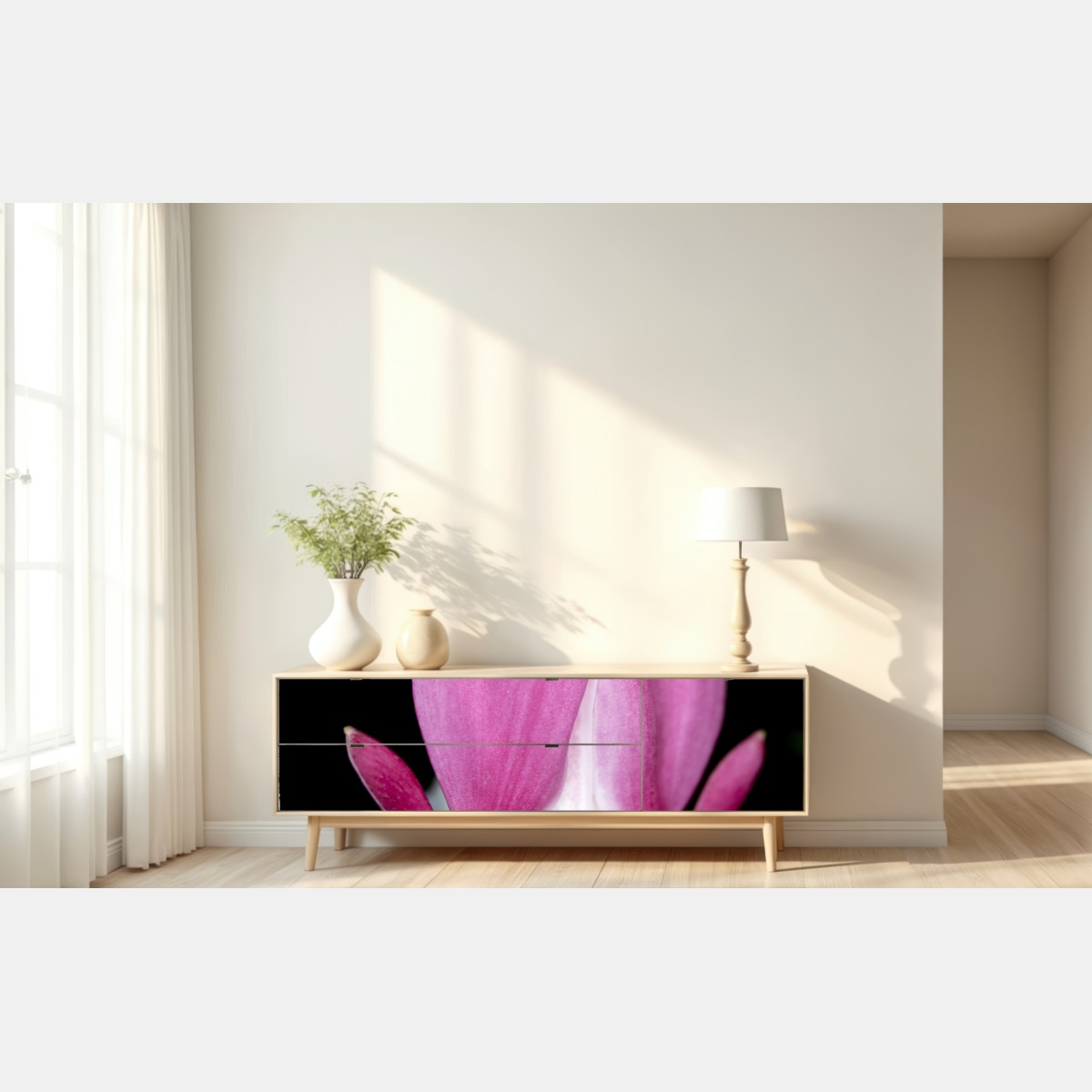 Repositionierbarer Aufkleber zartes rosa herzblüte nahaufnahme – Wallnifity® Repositionierbarer Aufkleber zartes rosa herzblüte nahaufnahme – Wallnifity®