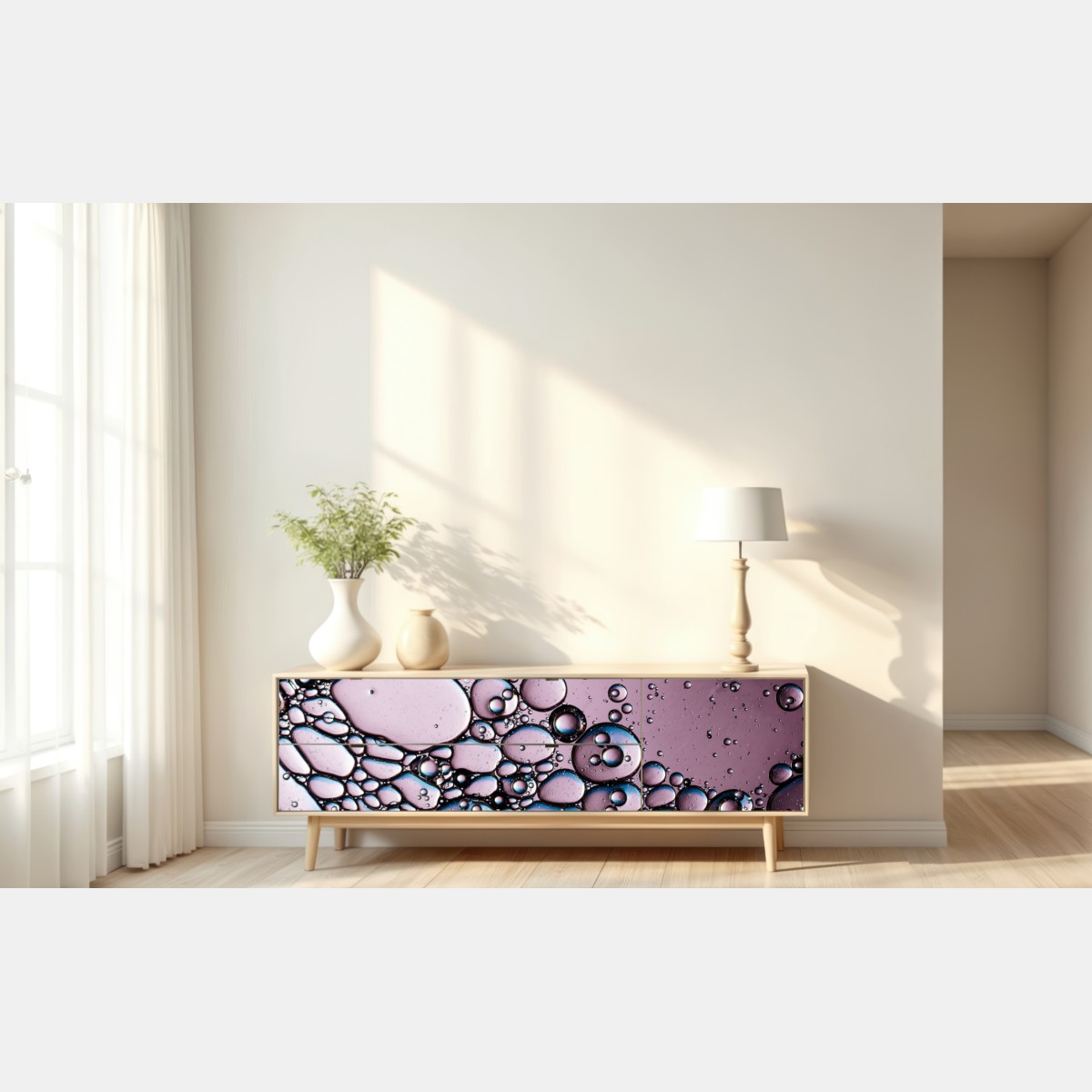 Repositionierbarer Aufkleber lila abstraktes blasenmuster – Wallnifity® Repositionierbarer Aufkleber lila abstraktes blasenmuster – Wallnifity®