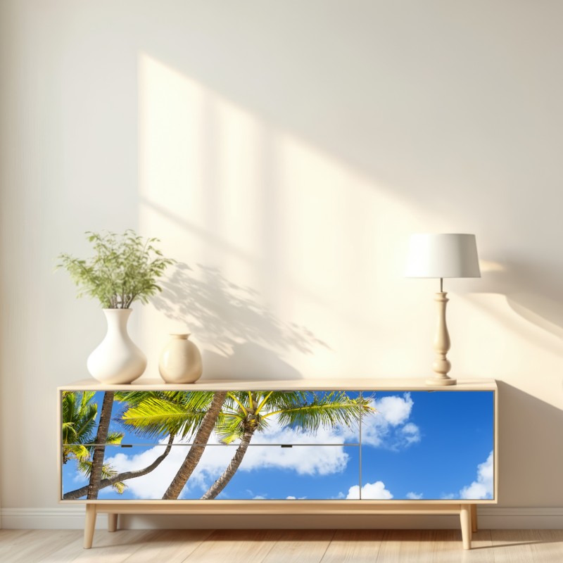 Repositionierbarer Aufkleber tropischer palmstrand in Punta Cana – Wallnifity® Repositionierbarer Aufkleber tropischer palmstrand in Punta Cana – Wallnifity®