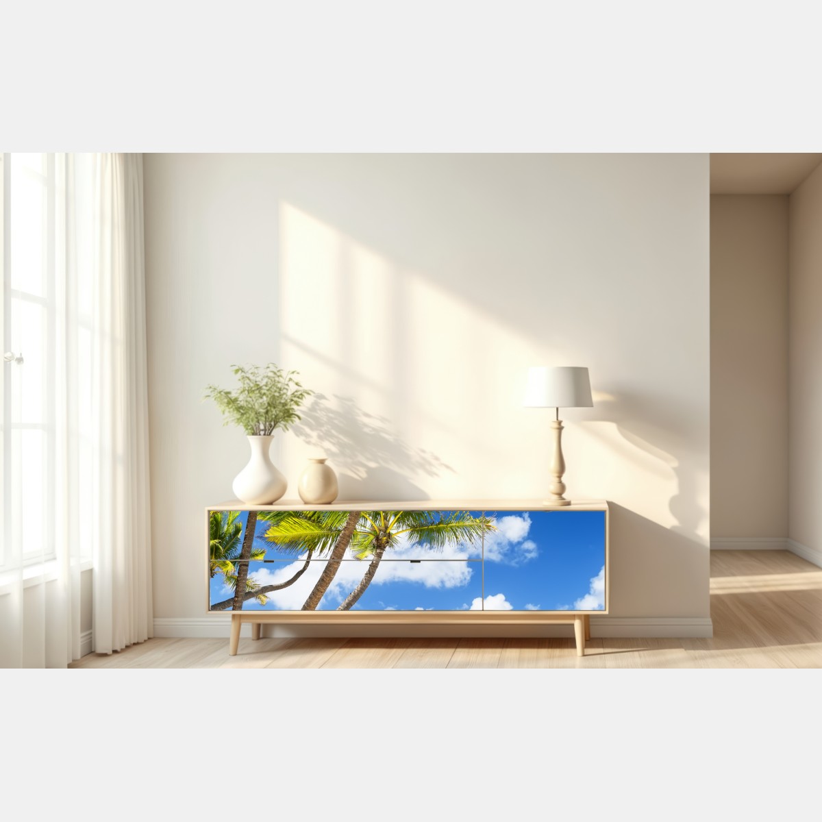 Repositionierbarer Aufkleber tropischer palmstrand in Punta Cana – Wallnifity® Repositionierbarer Aufkleber tropischer palmstrand in Punta Cana – Wallnifity®