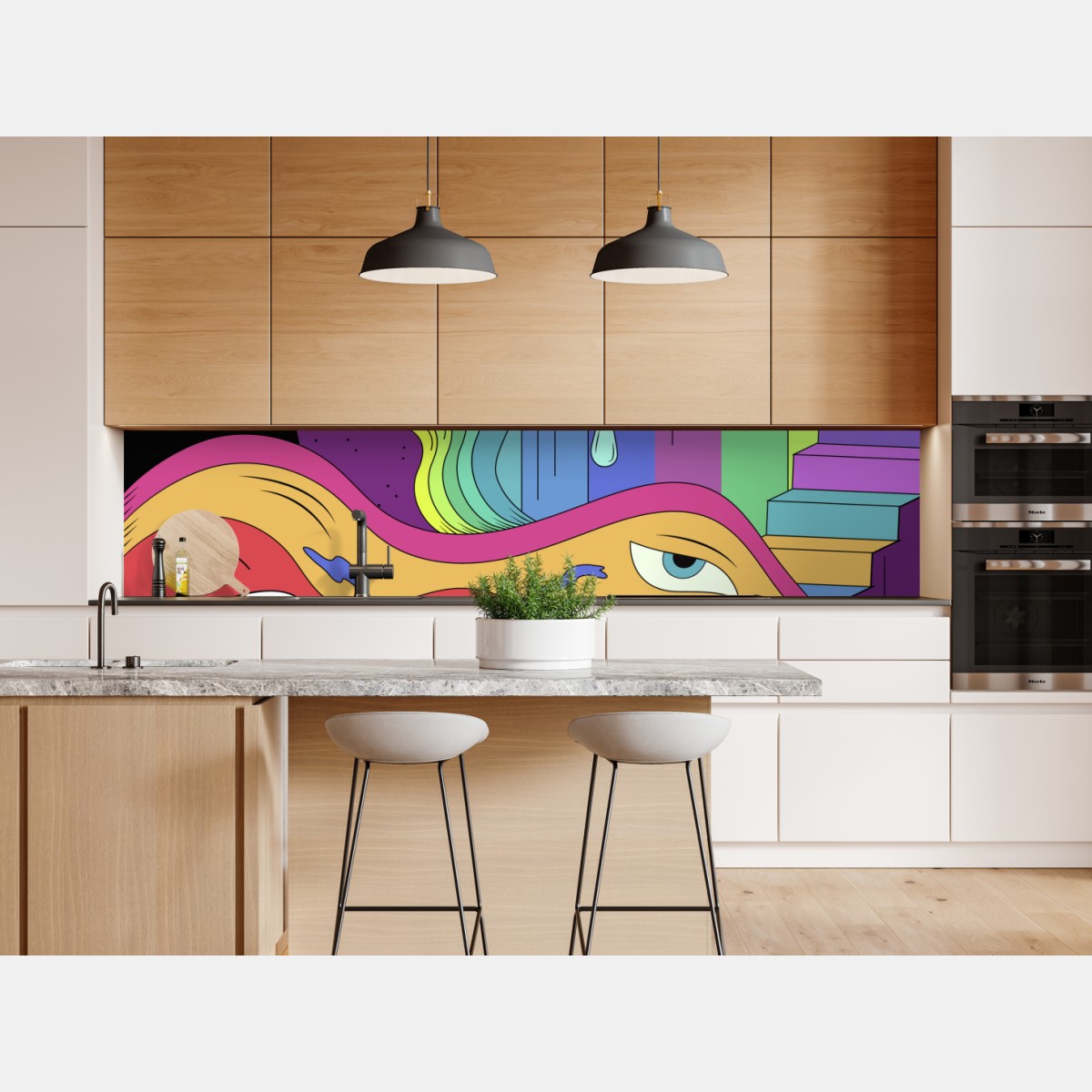 Repositionierbarer Aufkleber psychedelische pop-art traumlandschaft – Wallnifity® Repositionierbarer Aufkleber psychedelische pop-art traumlandschaft – Wallnifity®