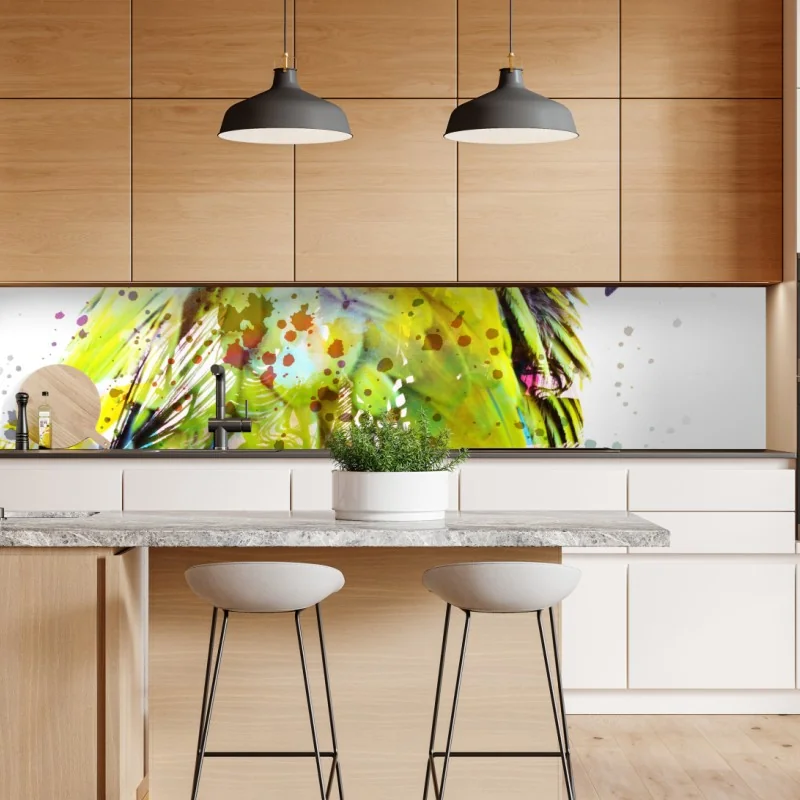 Repositionierbarer Aufkleber lebhaftes aquarell-porträt eines papageis – Wallnifity® Repositionierbarer Aufkleber lebhaftes aquarell-porträt eines papageis – Wallnifity®