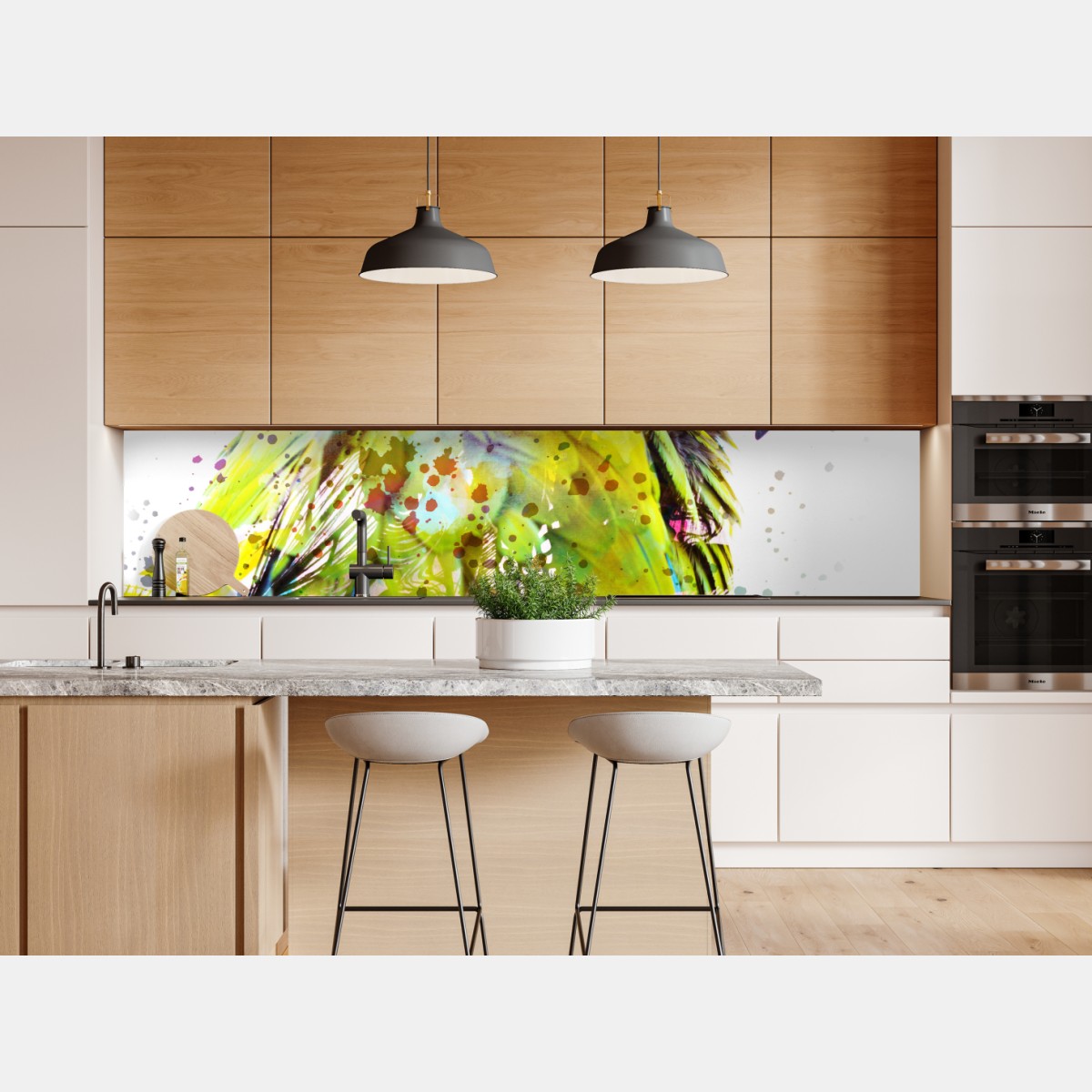 Repositionierbarer Aufkleber lebhaftes aquarell-porträt eines papageis – Wallnifity® Repositionierbarer Aufkleber lebhaftes aquarell-porträt eines papageis – Wallnifity®