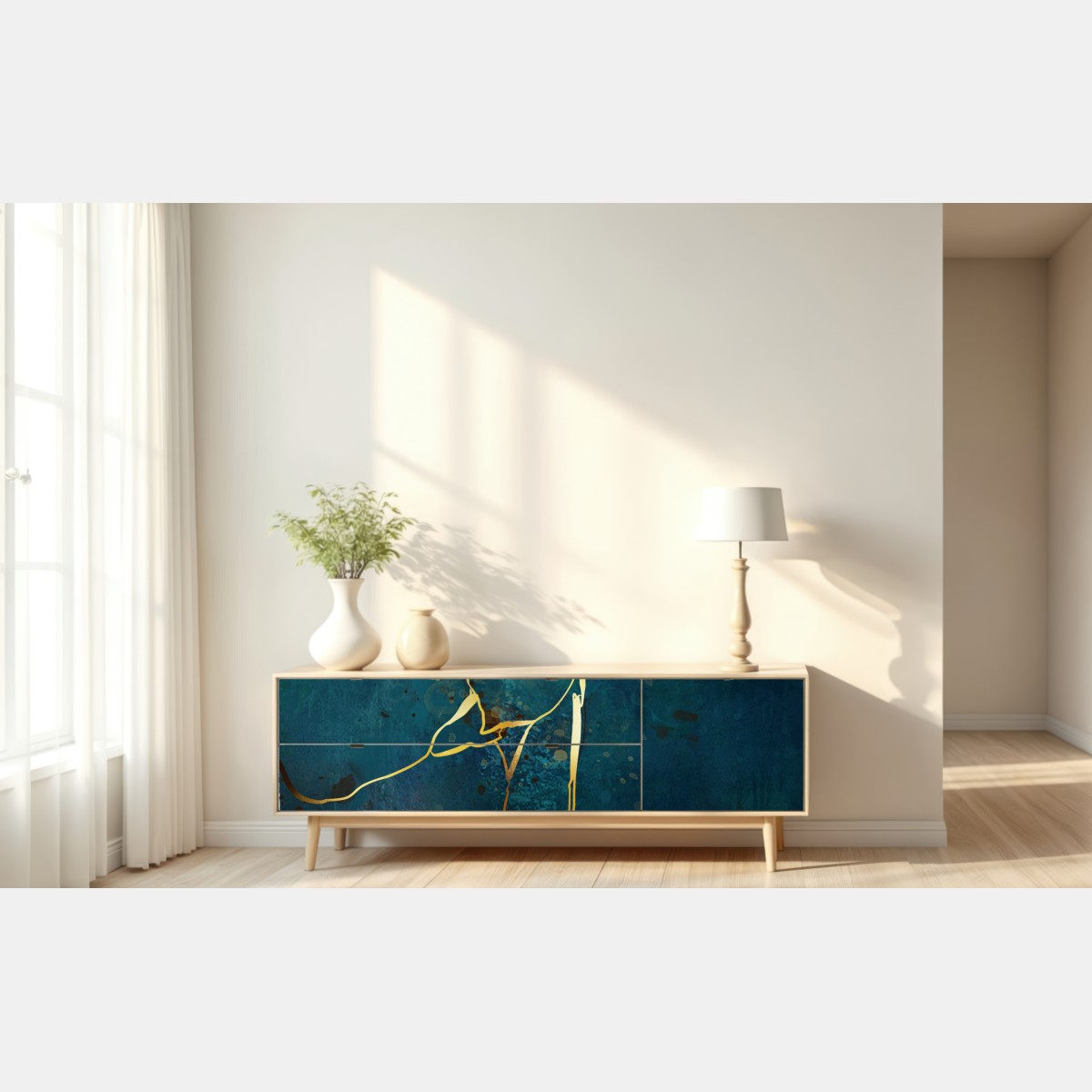 Repositionierbarer Aufkleber türkis und gold abstrakt mit goldenen adern – Wallnifity® Repositionierbarer Aufkleber türkis und gold abstrakt mit goldenen adern – Wallnifity®