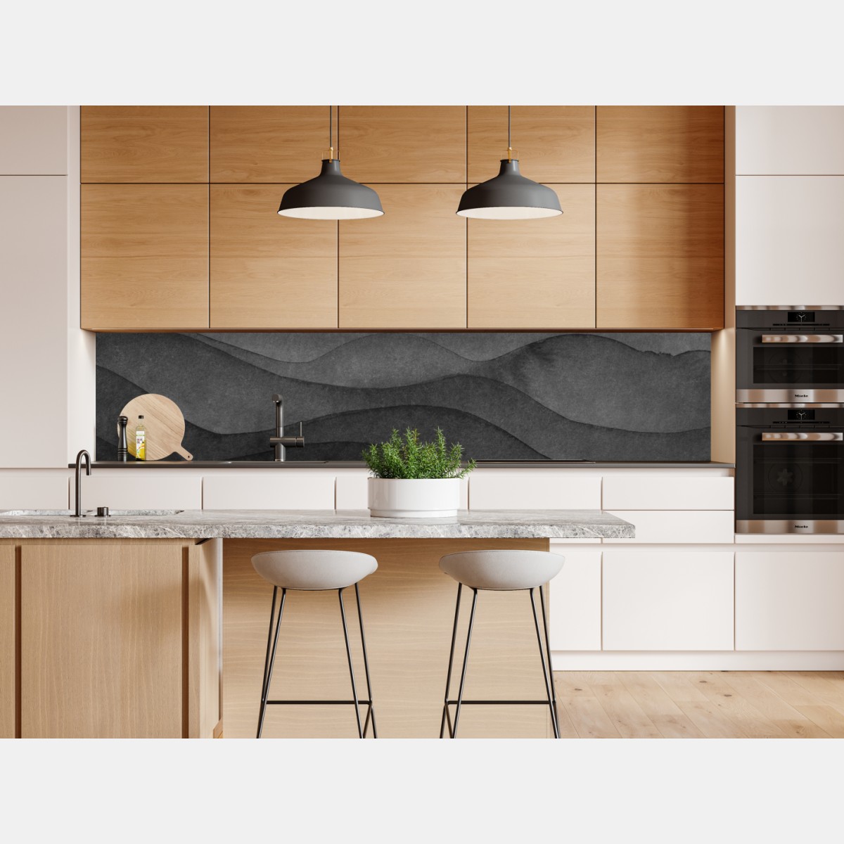 Repositionierbarer Aufkleber monochrome geschichtete berge – Wallnifity® Repositionierbarer Aufkleber monochrome geschichtete berge – Wallnifity®