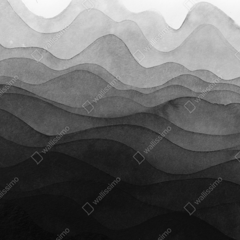 Repositionierbarer Aufkleber monochrome geschichtete berge – Wallnifity® Repositionierbarer Aufkleber monochrome geschichtete berge – Wallnifity®