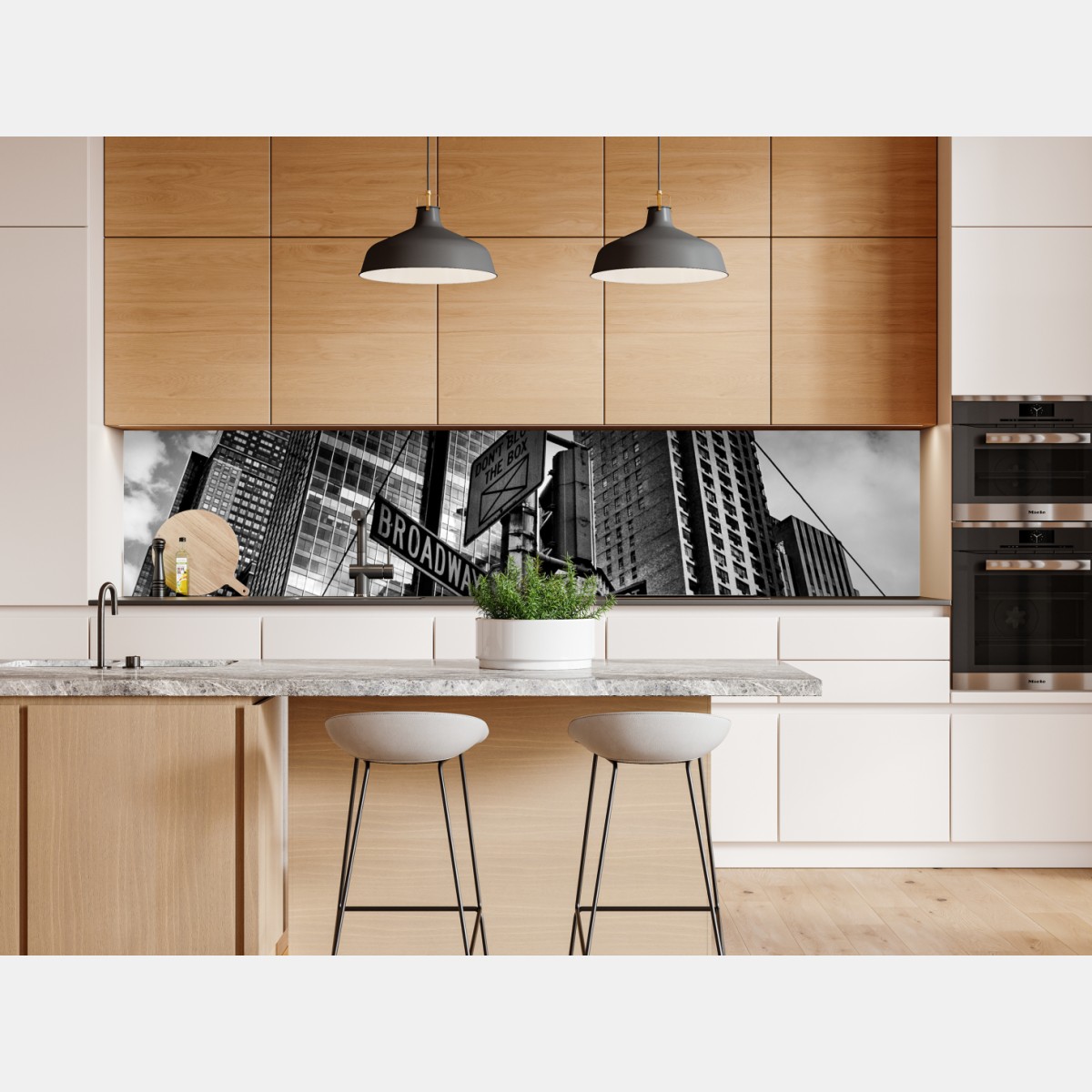Repositionierbarer Aufkleber Broadway und W 57 St – städtische szene in schwarzweiß – Wallnifity® Repositionierbarer Aufkleber Broadway und W 57 St – städtische szene in schwarzweiß – Wallnifity®