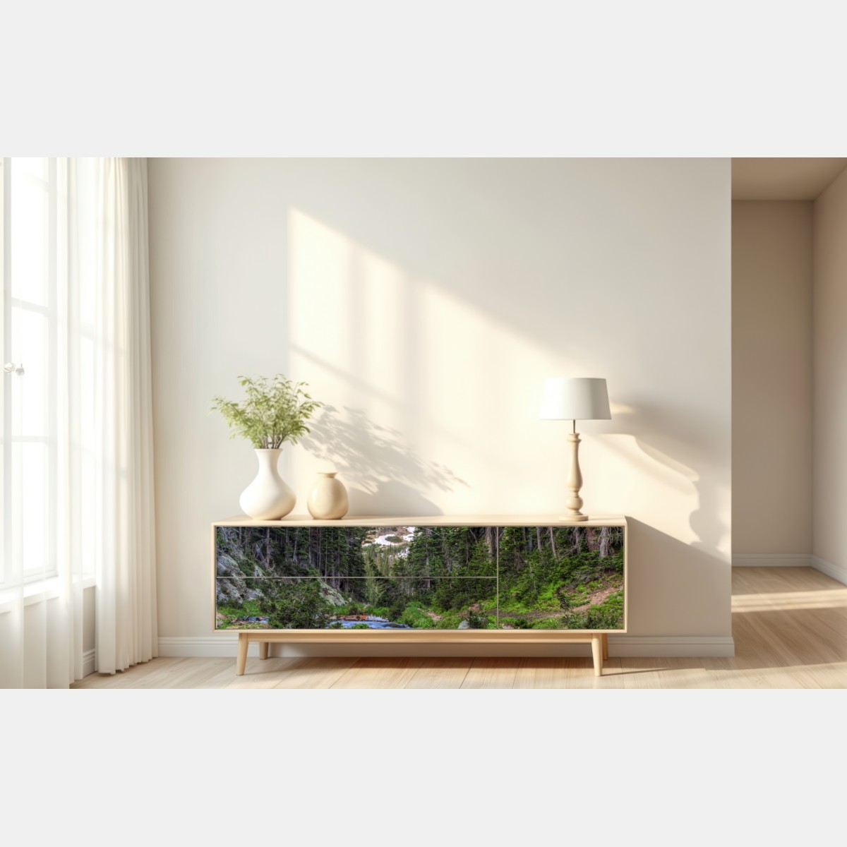 Repositionierbarer Aufkleber goldener gipfel über alpenbach – Wallnifity® Repositionierbarer Aufkleber goldener gipfel über alpenbach – Wallnifity®