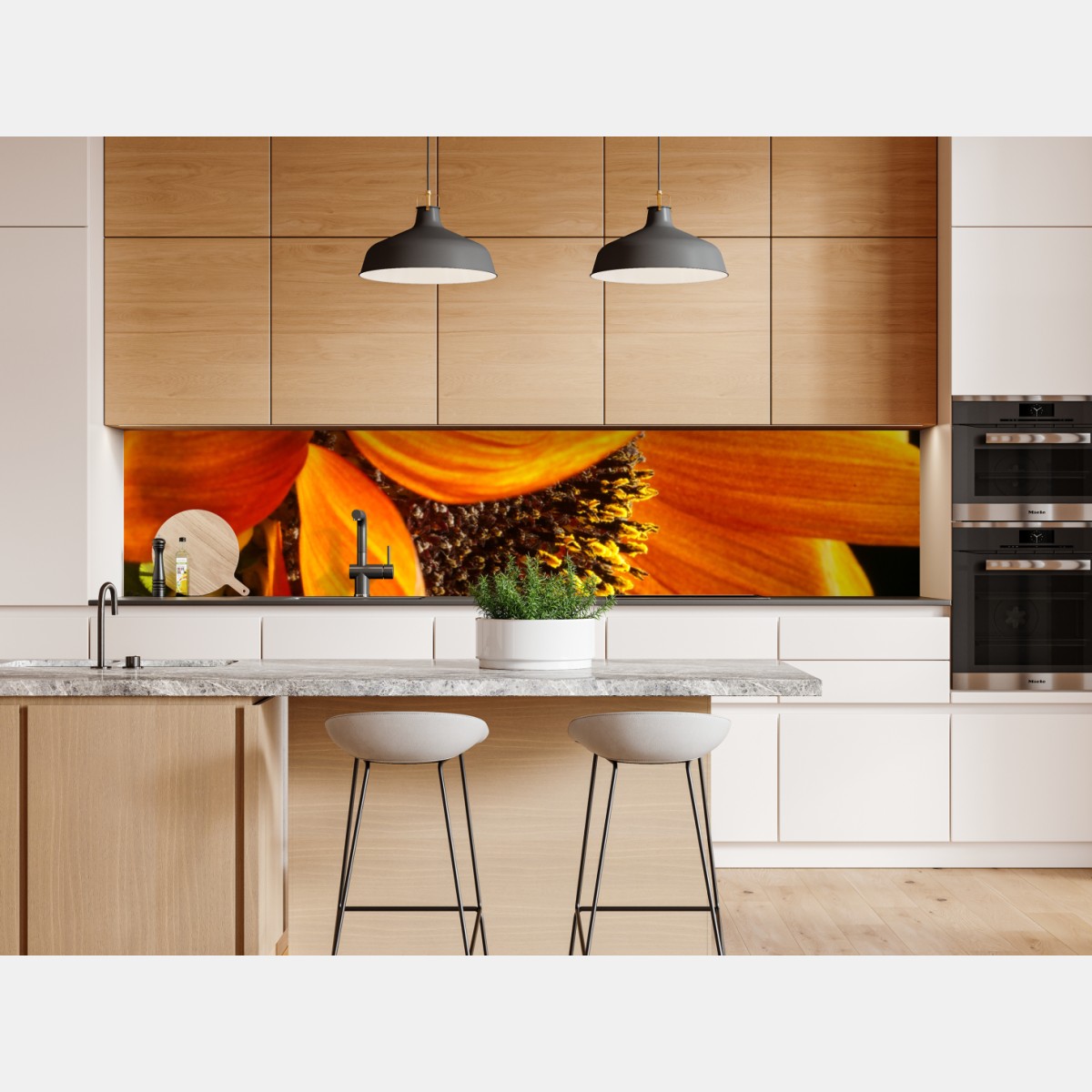 Repositionierbarer Aufkleber leuchtende orange sonnenblume nahaufnahme – Wallnifity® Repositionierbarer Aufkleber leuchtende orange sonnenblume nahaufnahme – Wallnifity®