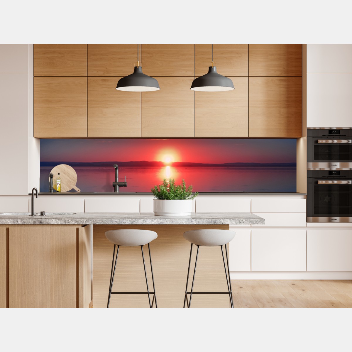 Repositionierbarer Aufkleber sonnenuntergang über ruhigem meer mit lebendiger spiegelung – Wallnifity® Repositionierbarer Aufkleber sonnenuntergang über ruhigem meer mit lebendiger spiegelung – Wallnifity®
