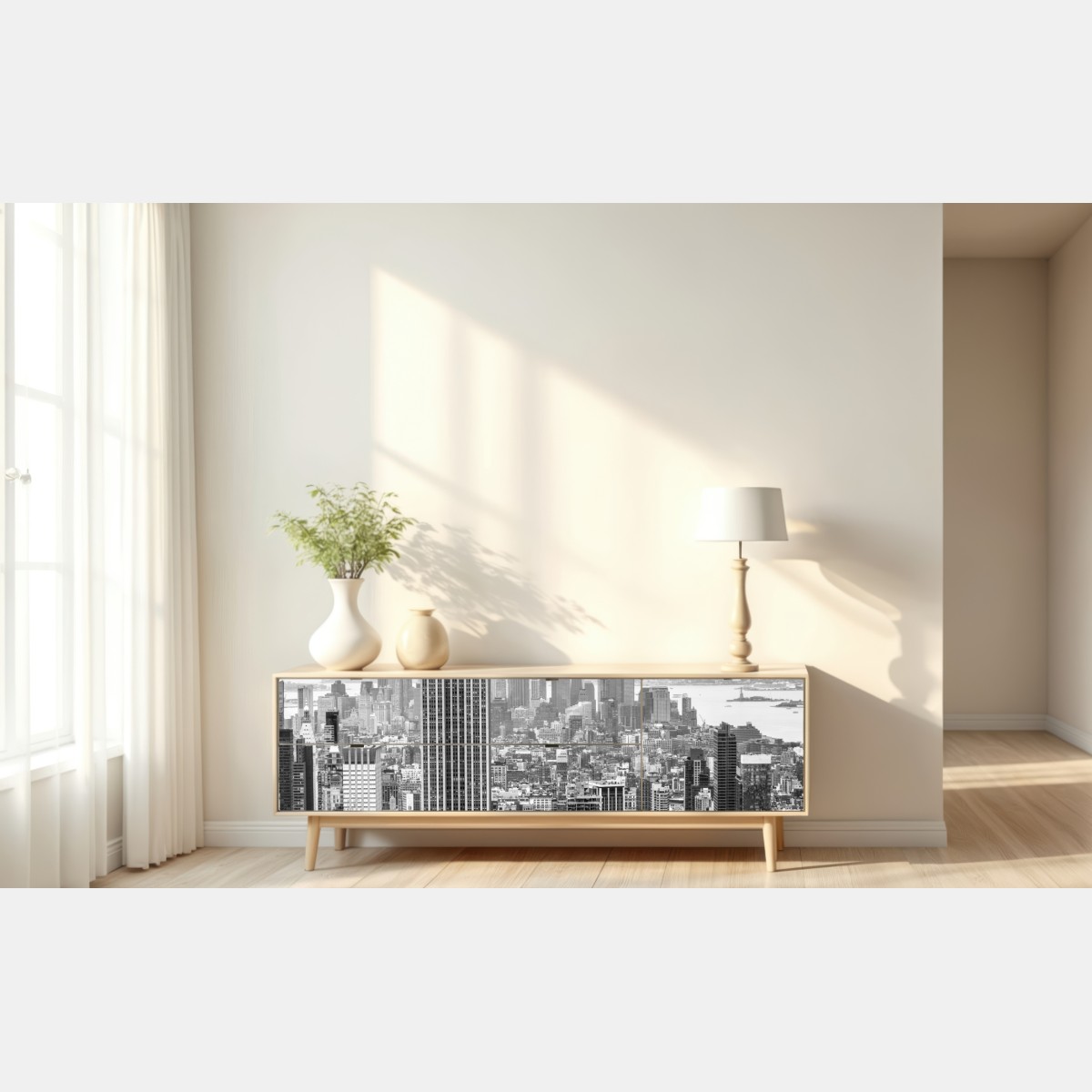 Repositionierbarer Aufkleber zeitlose New York skyline mit Empire State Building – Wallnifity® Repositionierbarer Aufkleber zeitlose New York skyline mit Empire State Building – Wallnifity®