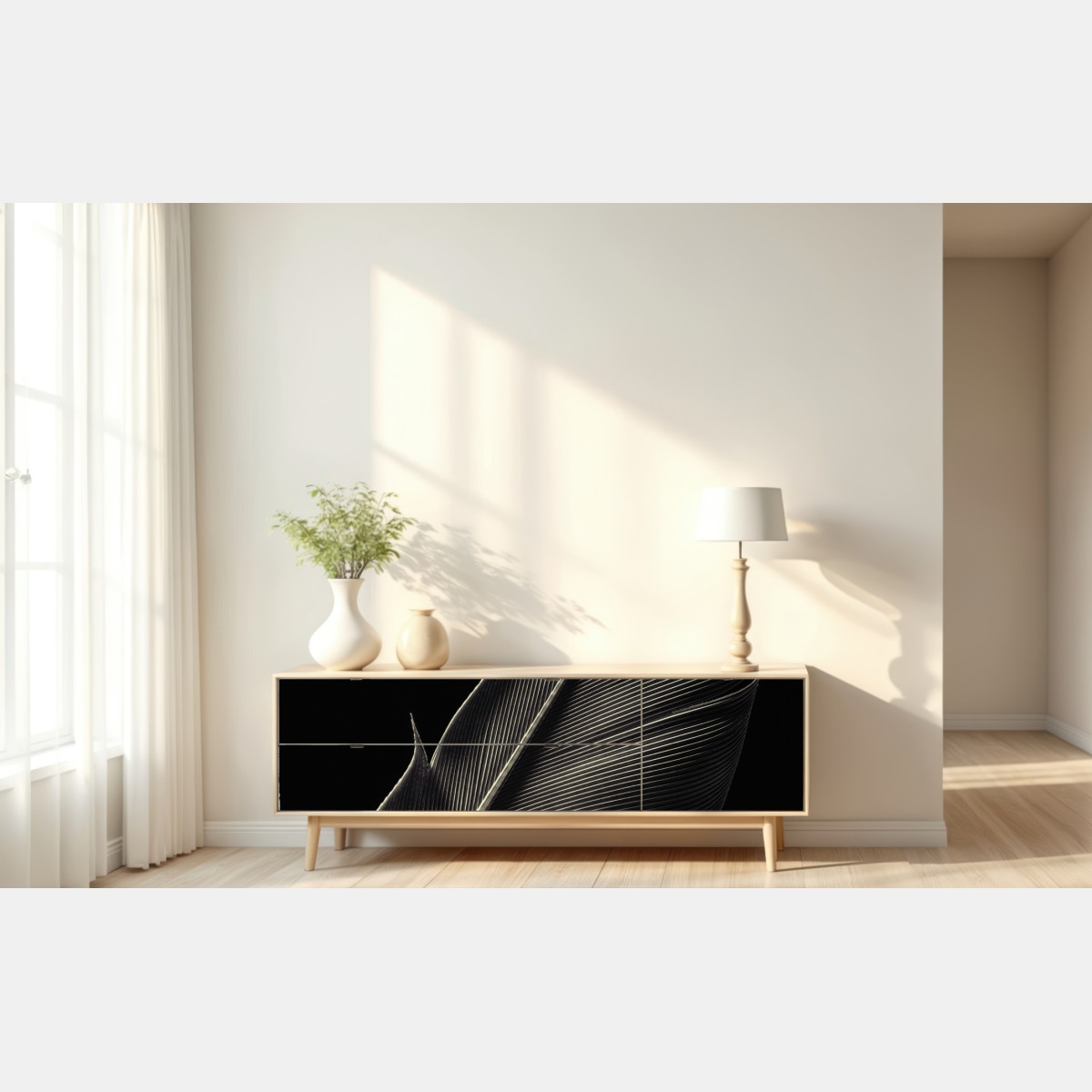 Repositionierbarer Aufkleber zarte feder in makroaufnahme – Wallnifity® Repositionierbarer Aufkleber zarte feder in makroaufnahme – Wallnifity®
