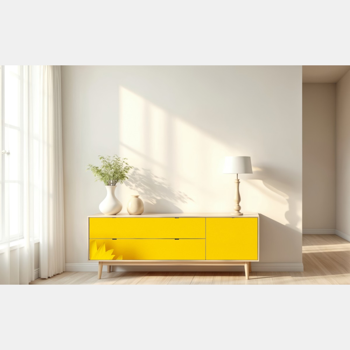 Repositionierbarer Aufkleber drei sonnenblumen auf gelbem hintergrund – Wallnifity® Repositionierbarer Aufkleber drei sonnenblumen auf gelbem hintergrund – Wallnifity®
