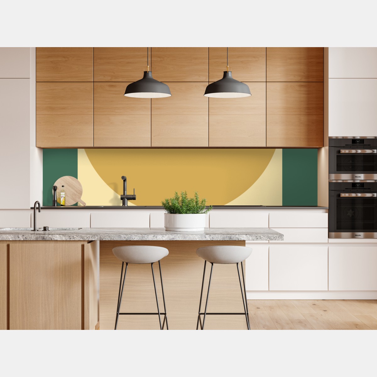 Repositionierbarer Aufkleber goldene sonne über geometrischem block – Wallnifity® Repositionierbarer Aufkleber goldene sonne über geometrischem block – Wallnifity®