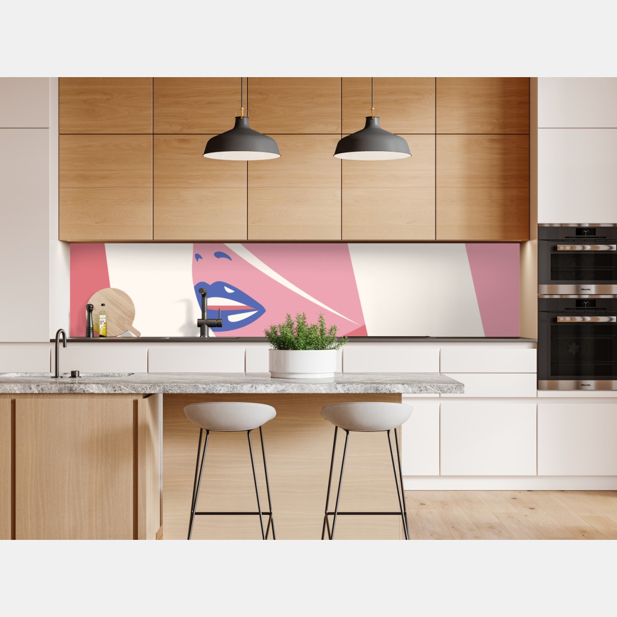 Repositionierbarer Aufkleber pastell pop-art porträt der schönheit – Wallnifity® Repositionierbarer Aufkleber pastell pop-art porträt der schönheit – Wallnifity®