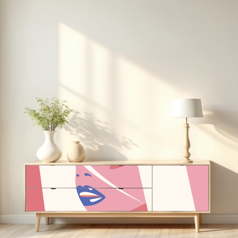 Repositionierbarer Aufkleber pastell pop-art porträt der schönheit – Wallnifity® Repositionierbarer Aufkleber pastell pop-art porträt der schönheit – Wallnifity®