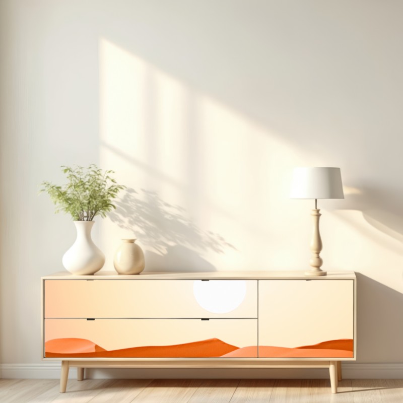 Repositionierbarer Aufkleber karawane von kamelen in der wüste bei sonnenuntergang – Wallnifity® Repositionierbarer Aufkleber karawane von kamelen in der wüste bei sonnenuntergang – Wallnifity®