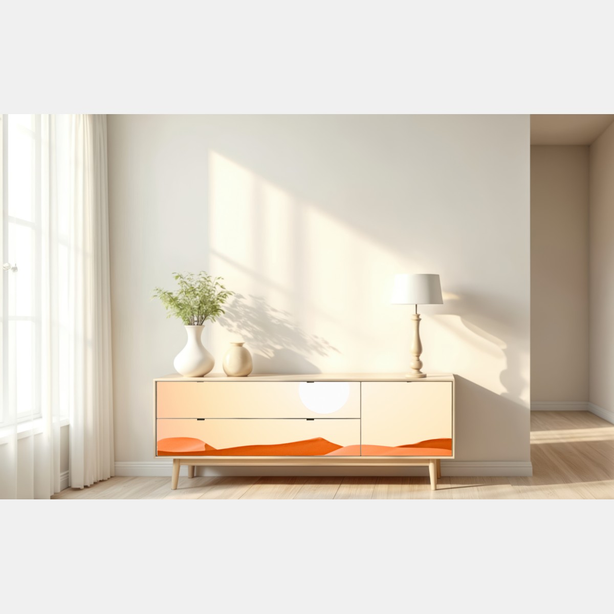 Repositionierbarer Aufkleber karawane von kamelen in der wüste bei sonnenuntergang – Wallnifity® Repositionierbarer Aufkleber karawane von kamelen in der wüste bei sonnenuntergang – Wallnifity®