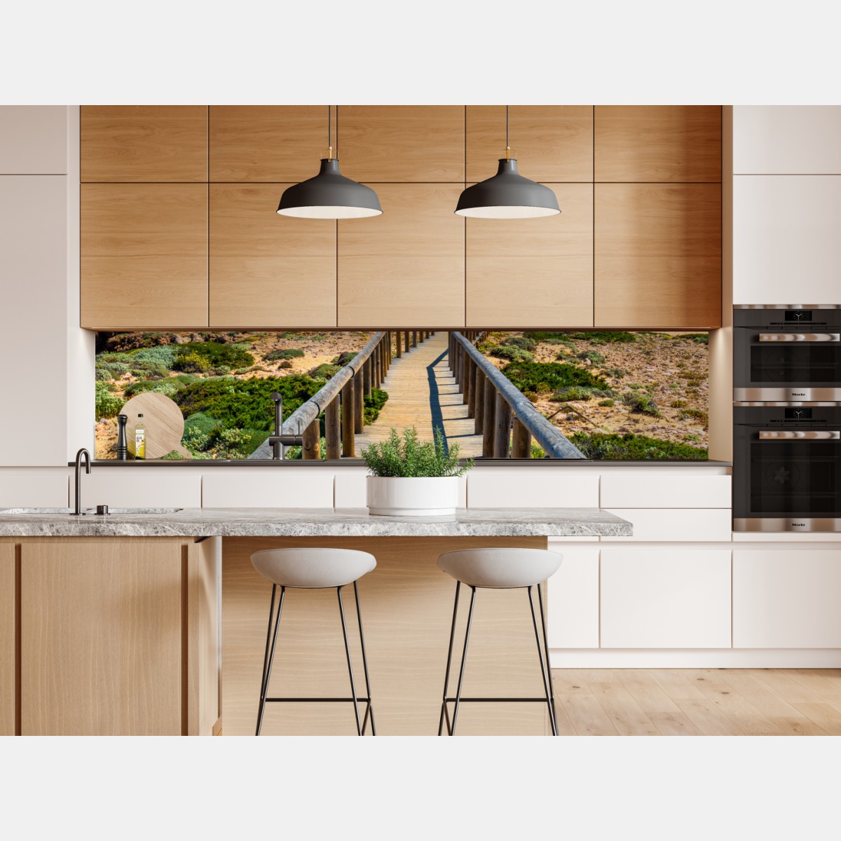 Repositionierbarer Aufkleber holzsteg zur Praia da Bordeira – Wallnifity® Repositionierbarer Aufkleber holzsteg zur Praia da Bordeira – Wallnifity®