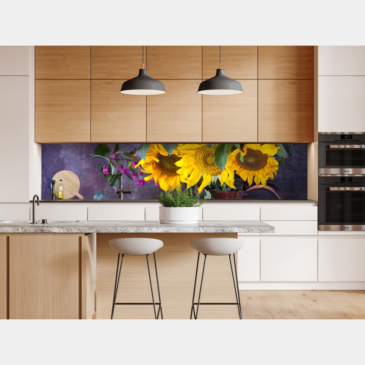 Repositionierbarer Aufkleber sonnenblumen und birnen stilleben – Wallnifity® Repositionierbarer Aufkleber sonnenblumen und birnen stilleben – Wallnifity®