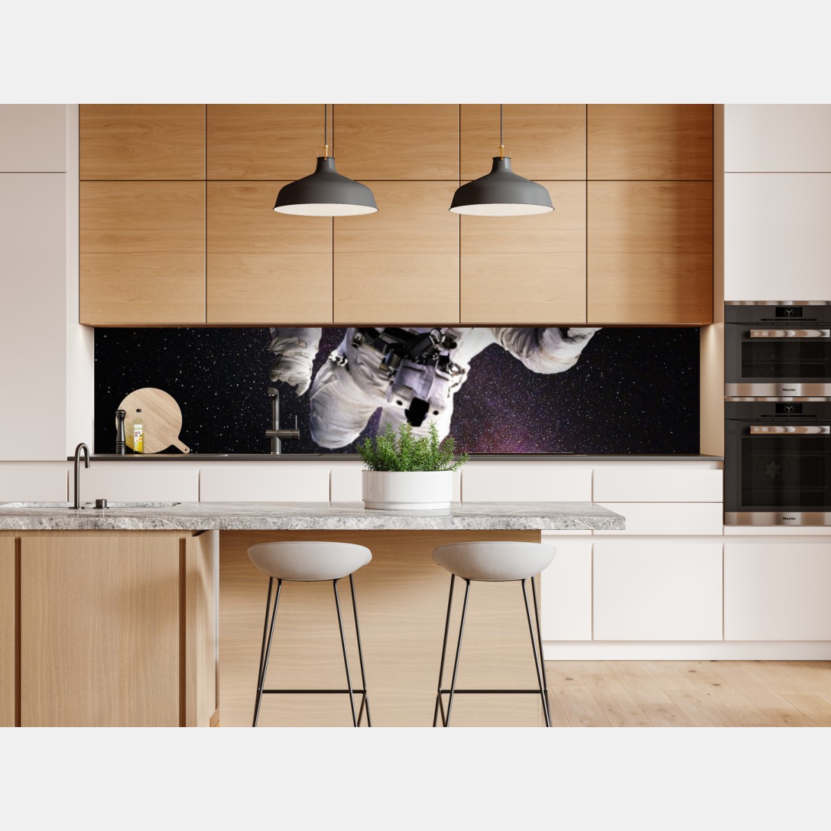 Repositionierbarer Aufkleber astronaut über der Erde und galaxie – Wallnifity® Repositionierbarer Aufkleber astronaut über der Erde und galaxie – Wallnifity®