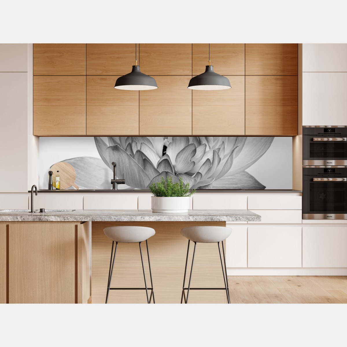 Repositionierbarer Aufkleber ruhevoller lotus in graustufen – Wallnifity® Repositionierbarer Aufkleber ruhevoller lotus in graustufen – Wallnifity®