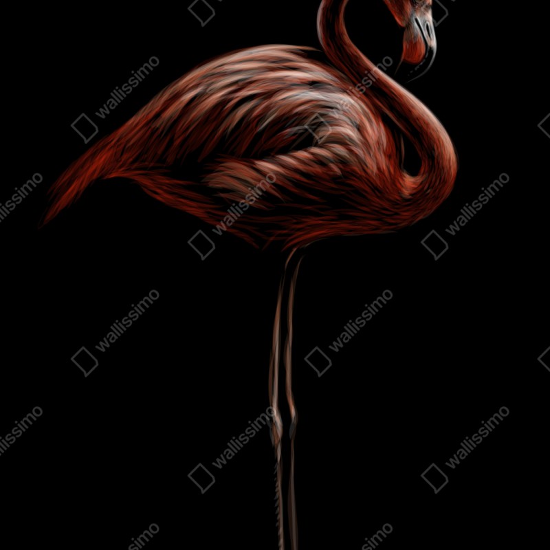 Repositionierbarer Aufkleber eleganter roter flamingo vor schwarzem hintergrund – Wallnifity® Repositionierbarer Aufkleber eleganter roter flamingo vor schwarzem hintergrund – Wallnifity®