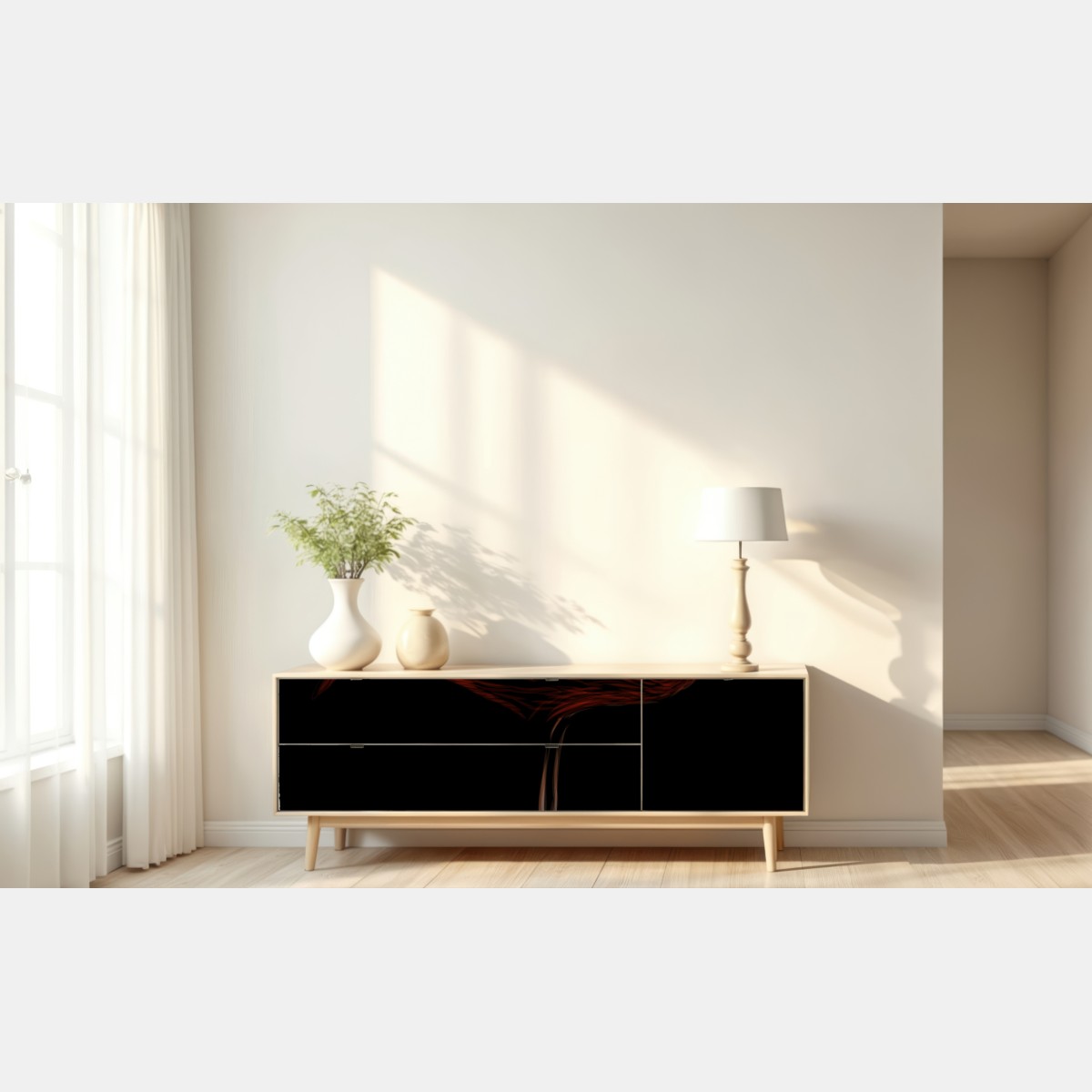 Repositionierbarer Aufkleber eleganter roter flamingo vor schwarzem hintergrund – Wallnifity® Repositionierbarer Aufkleber eleganter roter flamingo vor schwarzem hintergrund – Wallnifity®