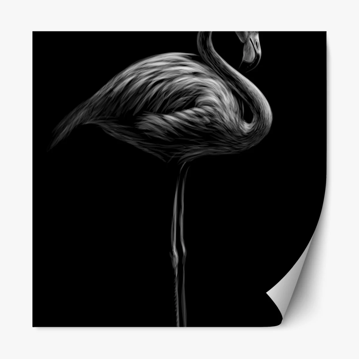 Repositionierbarer Aufkleber graustufen-flamingo-silhouette – Wallnifity® Repositionierbarer Aufkleber graustufen-flamingo-silhouette – Wallnifity®