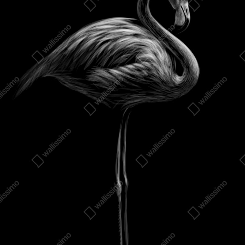 Repositionierbarer Aufkleber graustufen-flamingo-silhouette – Wallnifity® Repositionierbarer Aufkleber graustufen-flamingo-silhouette – Wallnifity®