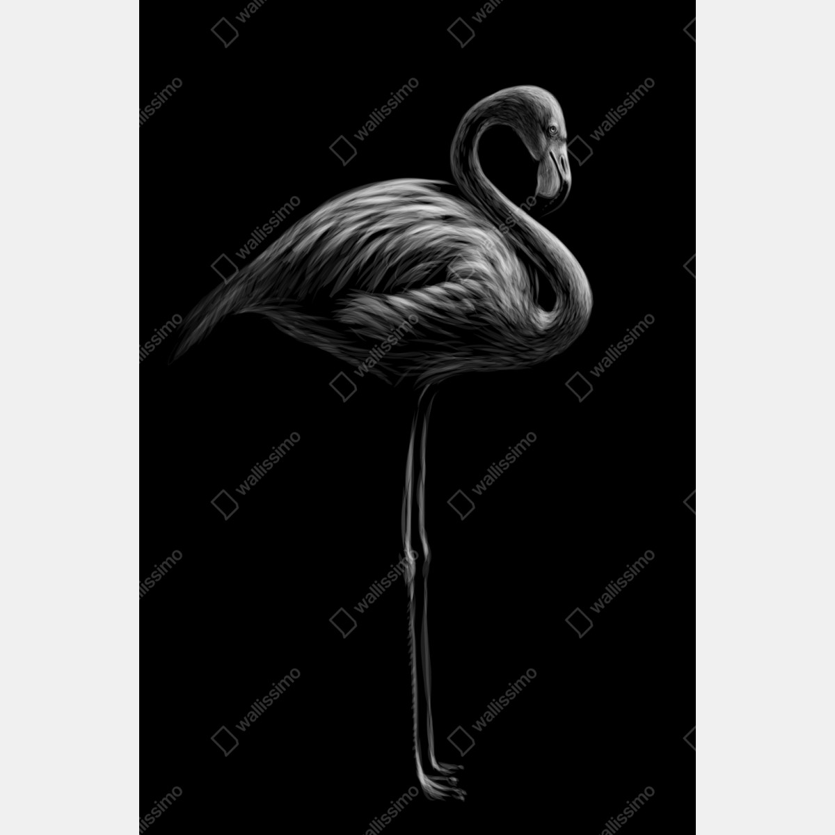 Repositionierbarer Aufkleber graustufen-flamingo-silhouette – Wallnifity® Repositionierbarer Aufkleber graustufen-flamingo-silhouette – Wallnifity®