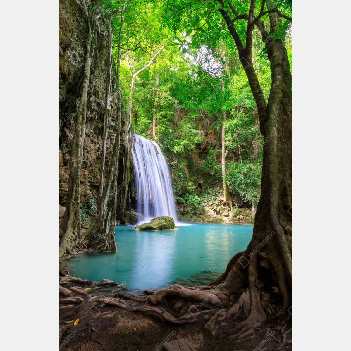 Repositionierbarer Aufkleber ruhiger wasserfall im Erawan Nationalpark – Wallnifity® Repositionierbarer Aufkleber ruhiger wasserfall im Erawan Nationalpark – Wallnifity®