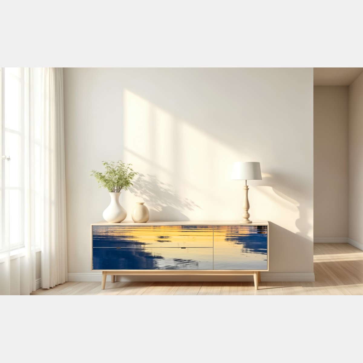 Repositionierbarer Aufkleber ruhige küstenlandschaft bei sonnenuntergang – Wallnifity® Repositionierbarer Aufkleber ruhige küstenlandschaft bei sonnenuntergang – Wallnifity®