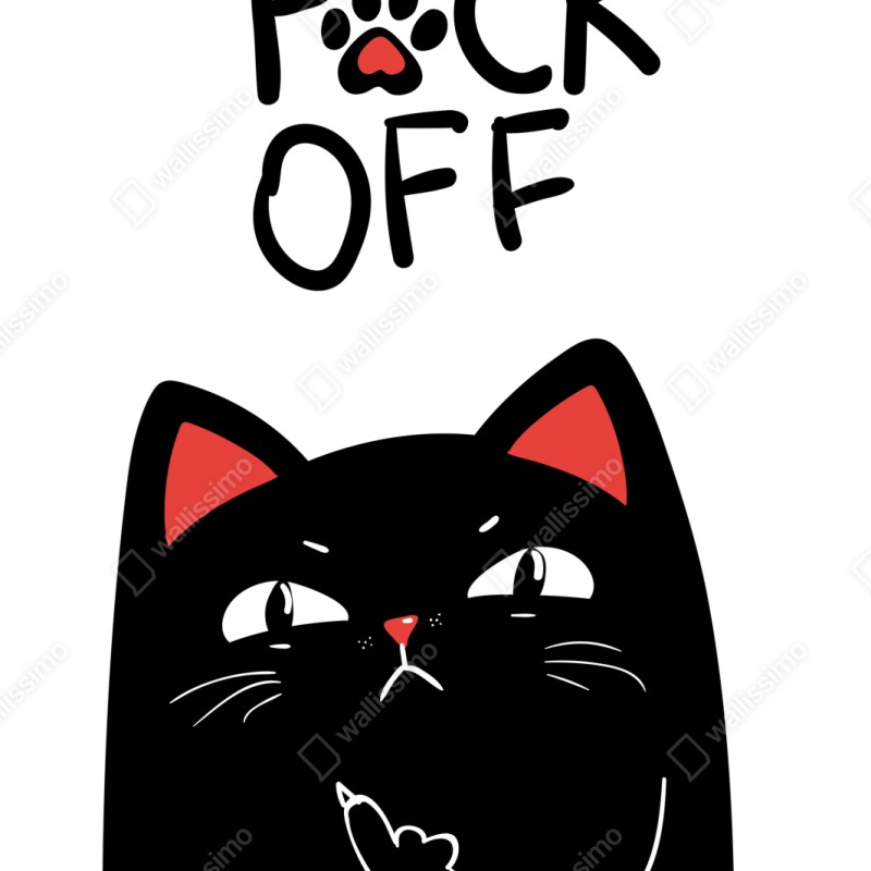 Repositionierbarer Aufkleber freche schwarze katze mit attitude – Wallnifity® Repositionierbarer Aufkleber freche schwarze katze mit attitude – Wallnifity®