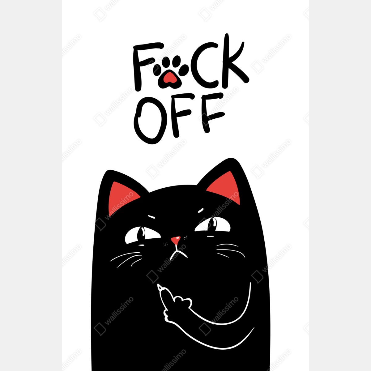 Repositionierbarer Aufkleber freche schwarze katze mit attitude – Wallnifity® Repositionierbarer Aufkleber freche schwarze katze mit attitude – Wallnifity®