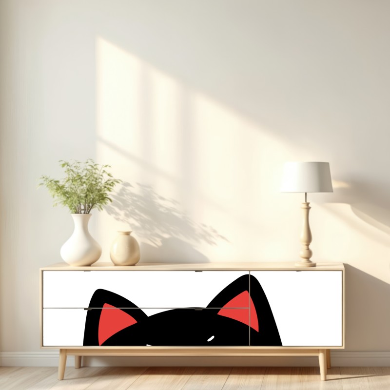 Repositionierbarer Aufkleber freche schwarze katze mit attitude – Wallnifity® Repositionierbarer Aufkleber freche schwarze katze mit attitude – Wallnifity®