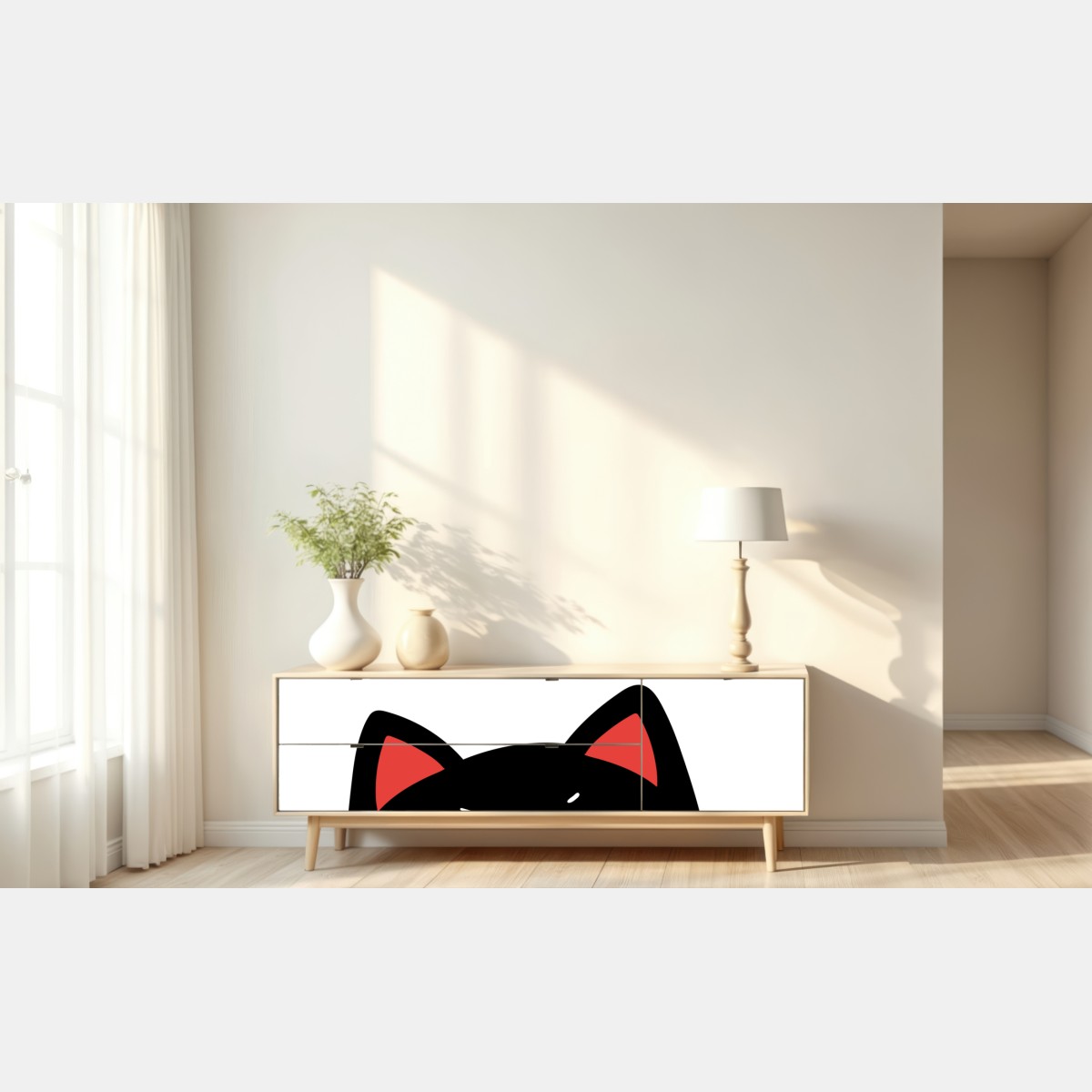 Repositionierbarer Aufkleber freche schwarze katze mit attitude – Wallnifity® Repositionierbarer Aufkleber freche schwarze katze mit attitude – Wallnifity®