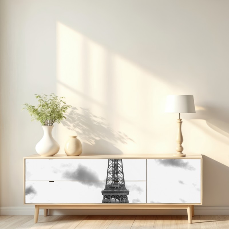Repositionierbarer Aufkleber Paris Eiffelturm in monochrom – Wallnifity® Repositionierbarer Aufkleber Paris Eiffelturm in monochrom – Wallnifity®