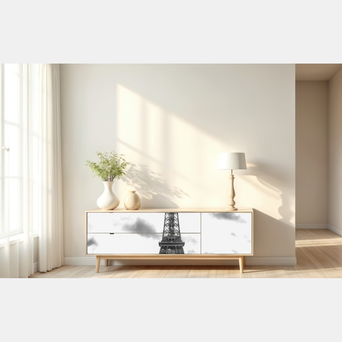 Repositionierbarer Aufkleber Paris Eiffelturm in monochrom – Wallnifity® Repositionierbarer Aufkleber Paris Eiffelturm in monochrom – Wallnifity®