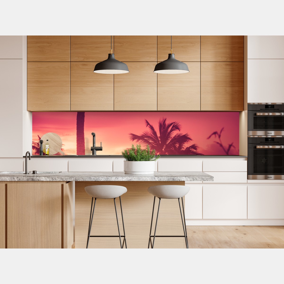 Repositionierbarer Aufkleber tropischer sonnenuntergang mit palmen – Wallnifity® Repositionierbarer Aufkleber tropischer sonnenuntergang mit palmen – Wallnifity®