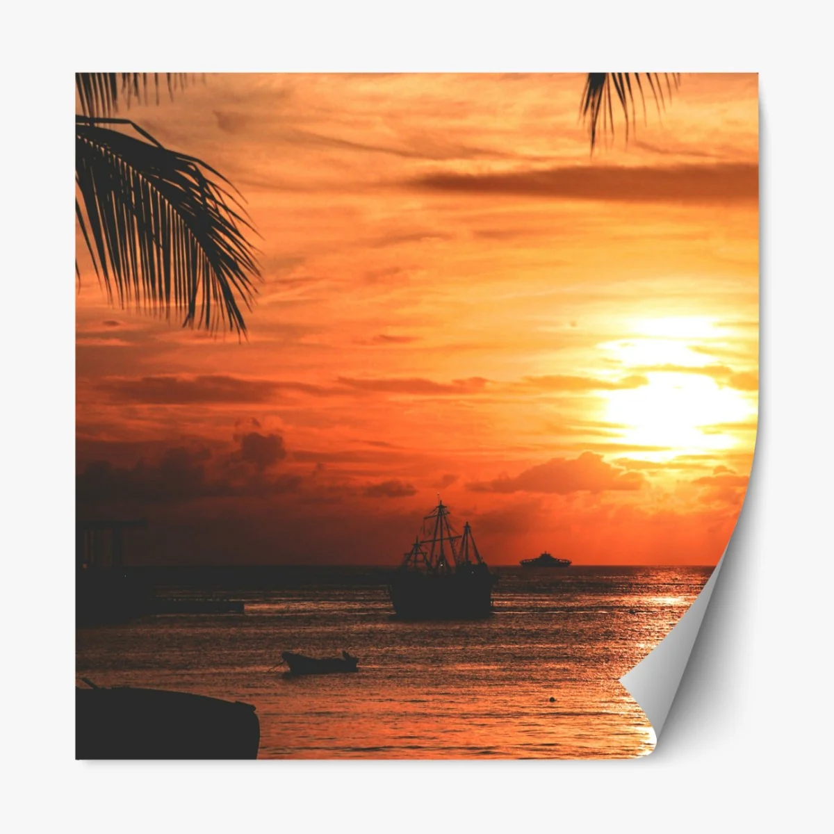Repositionierbarer Aufkleber tropischer sonnenuntergang am meer – Wallnifity® Repositionierbarer Aufkleber tropischer sonnenuntergang am meer – Wallnifity®