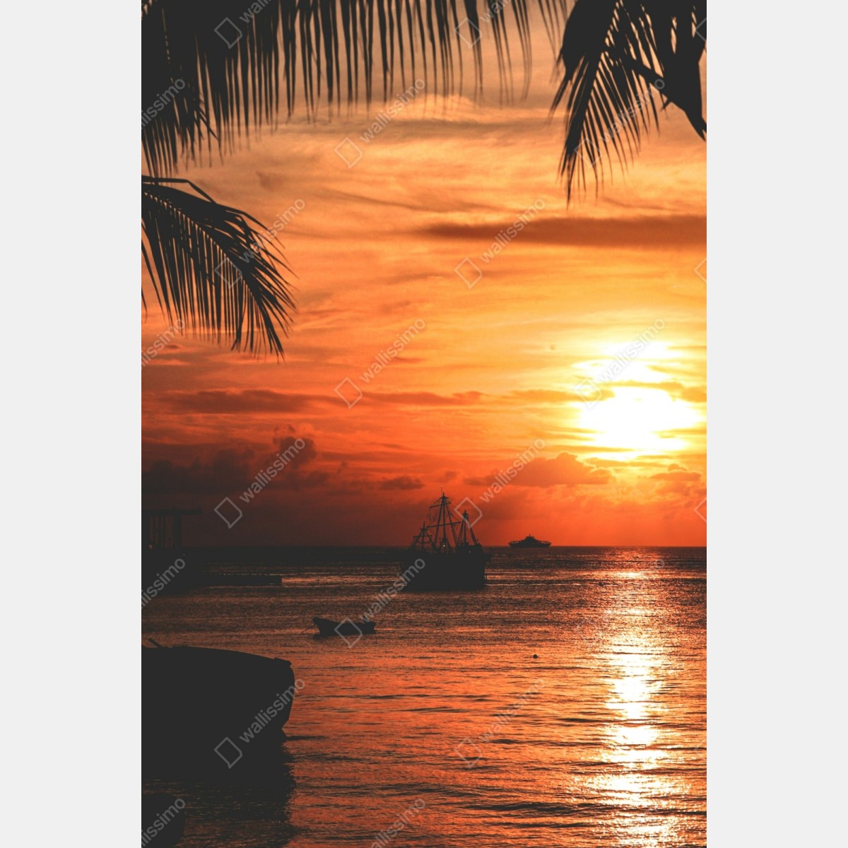 Repositionierbarer Aufkleber tropischer sonnenuntergang am meer – Wallnifity® Repositionierbarer Aufkleber tropischer sonnenuntergang am meer – Wallnifity®