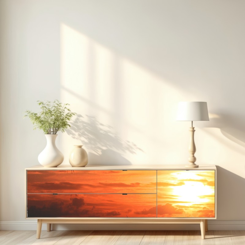 Repositionierbarer Aufkleber tropischer sonnenuntergang am meer – Wallnifity® Repositionierbarer Aufkleber tropischer sonnenuntergang am meer – Wallnifity®